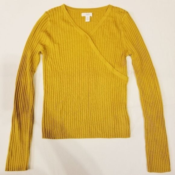 1901 Girls Mustard Ribbed Knit Sweater - Picture 2 of 6